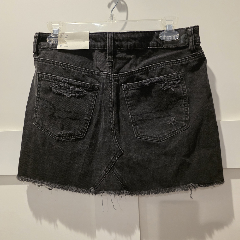 NWT American Eagle Mini Skirt Black Jean Women's 8 Vintage Hi-Rise Grunge 90s